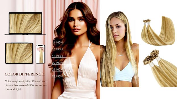 U Tip Hair Extensions, Hot Fusion Pre-Bonded Keratin 22inch 50g 50S