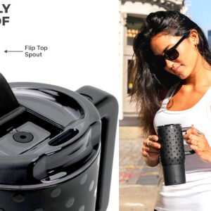 HydroJug Coffee Traveler 20oz Ceramic-Lined Mug with Handle, Noire Satin